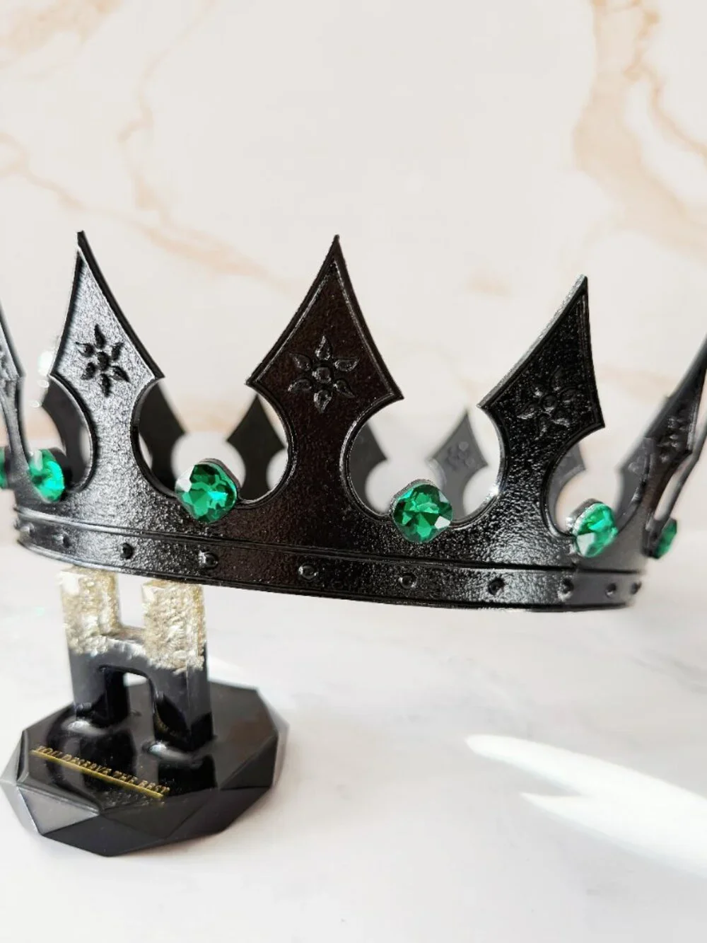 Black King Crown, Green Jewels Crown, Mens Gothic Medieval, Royal Costume Crown
